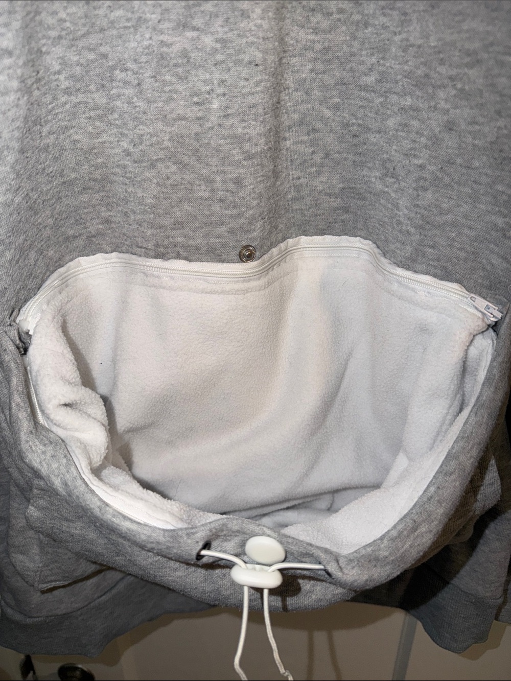 Pet Carrier: Hoodie & Kangaroo Pouch, Fleece Lined, Interior Zip Supply Pocket - Picture 4 of 12